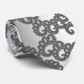 Silver Fraktal Art Neck Tie Krawatte (Gerollt)
