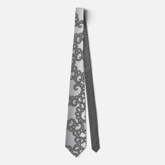Silver Fraktal Neck Tie Krawatte (Vorderseite)
