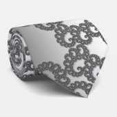 Silver Fraktal Neck Tie Krawatte (Gerollt)