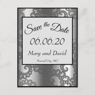 Silver Fraktal Save the Date Postkarte