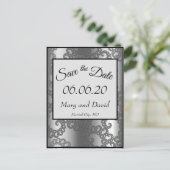 Silver Fraktal Save the Date Postkarte (Stehend Vorderseite)