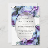 Silver Frame Abstrakt Plum Aquamarine Blende Tinte Einladung (Vorderseite)