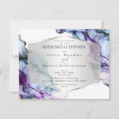 Silver Frame Abstrakt Plum Aquamarine Blende Tinte Einladung (Vorderseite)