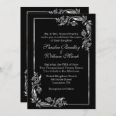 Silver Frame Atemberaubend Black Einladung (Vorne/Hinten)