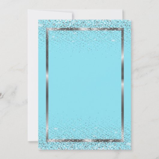 Silver Frame Balloons Light Blue Retirement Einladung (Rückseite)