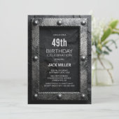 Silver Frame Black Slate Any Age Birthday Party Einladung (Stehend Vorderseite)