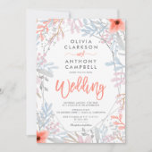 Silver Frame Blumenschrift Aquarellschrift Hochzei Einladung (Vorderseite)