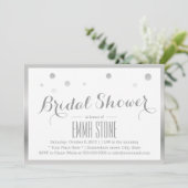Silver Frame Confetti Dots Brautparty Einladung (Stehend Vorderseite)