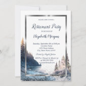 Silver Frame Confetti Landschaft Ruhestand Einladung (Vorderseite)