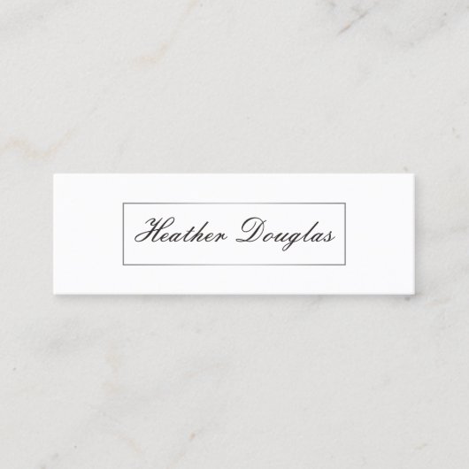 Silver Frame / Cursive Typografie Mini Visitenkarte (Vorderseite)