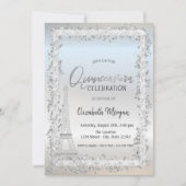 Silver Frame Eiffel Tower Silver Quinceanera Einladung (Vorderseite)