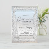 Silver Frame Eiffel Tower Silver Quinceanera Einladung (Stehend Vorderseite)