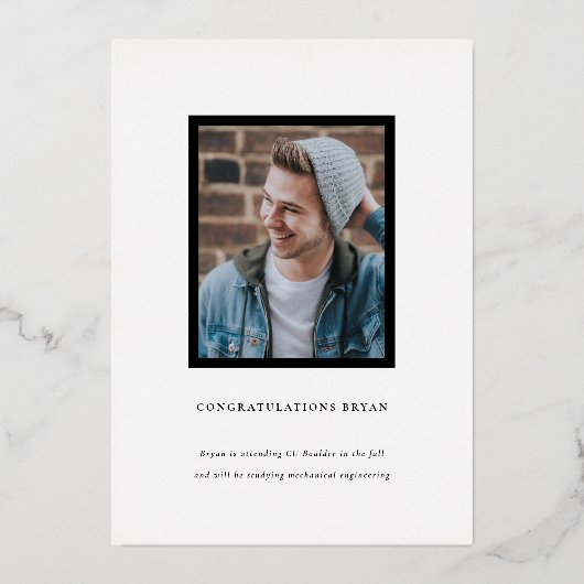 Silver Frame Foto Abschluss Announccard Folieneinladung (Rückseite)