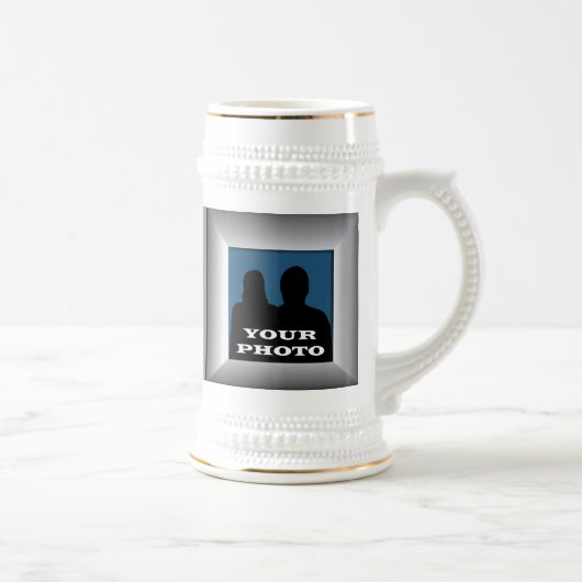 Silver Frame Ihrer Foto Stein-Tasse Bierglas (Rechts)
