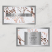 Silver Frame Metal Stone Graue Marmor Rose Kupfer Visitenkarte (Vorne/Hinten)