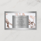 Silver Frame Metal Stone Graue Marmor Rose Kupfer Visitenkarte (Rückseite)
