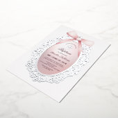 Silver Frame Pink Bow Taufe Folieneinladung (Gedreht)