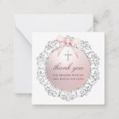 Silver Frame Pink Bow Taufe Geschenkverpackung Mitteilungskarte (Rückseite)