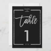 Silver frame script black table number einladung (Rückseite)