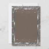 Silver Frame Sequins Balloons Brown Retirement Einladung (Rückseite)