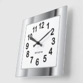 Silver Frame und Black Numbers Quadratische Wanduhr (Winkel)