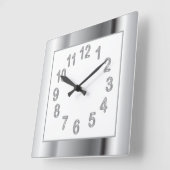 Silver Frame und Zahlen | Hintergrundfarbe auswähl Quadratische Wanduhr (Winkel)
