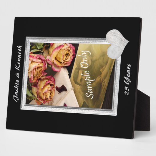 Silver Frame Wedding Jubiläumsvorlage Fotoplatte (Seite)