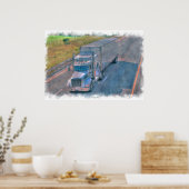 Silver Freight Truck Highway Driving Art Poster 6 (Küche)
