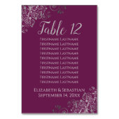 Silver Frillecassis Lila Hochzeitsstift Tischnummer (Rückseite)