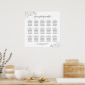 Silver Frills 15 Table Wedding Seating Chart White Poster (Küche)