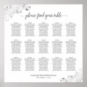Silver Frills 15 Table Wedding Seating Chart White Poster (Vorne)