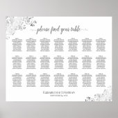 Silver Frills 21 Table Wedding Seating Chart White Poster (Vorne)