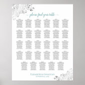 Silver Frills 29 Table Wedding Seating Chart Aquam Poster (Vorne)