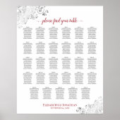 Silver Frills 29 Table Wedding Seating Chart Red Poster (Vorne)