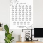 Silver Frills 29 Table Wedding Seating Chart White Poster (Heimbüro)
