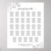 Silver Frills 29 Table Wedding Seating Chart White Poster (Vorne)