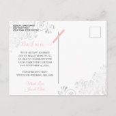 Silver Frills auf Pink Wedding Save the Date Ankündigungspostkarte (Rückseite)