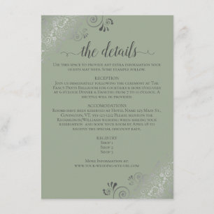 Silver Frills Chic Sage Green Wedding Details Begleitkarte