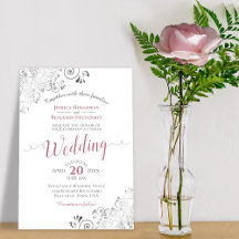 Silver Frills Elegant Dusty Rose auf White Wedding