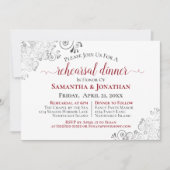 Silver Frills Elegant Red Wedding Probe Dinner Einladung (Vorderseite)