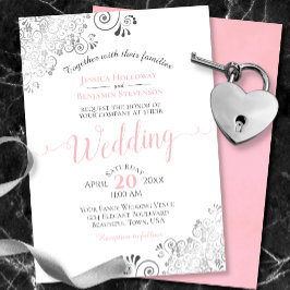 Silver Frills Elegant Rosa & Gray auf der Weißen H Einladung