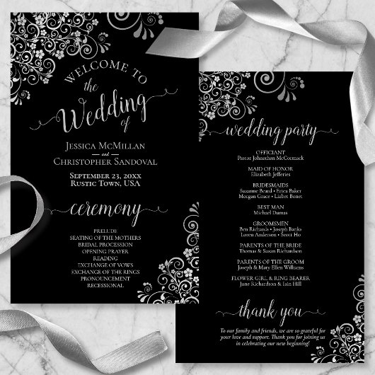 Silver Frills Elegantes Black Budget Hochzeitsprog