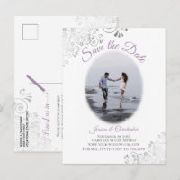 Silver Frills Lavender Wedding Save the Date Foto