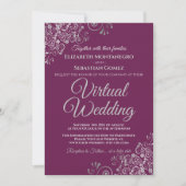 Silver Frills Magenta Plum Chic Virtual Wedding Einladung (Vorderseite)