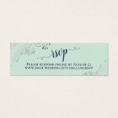 Silver Frills Mint & Navy Wedding RSVP Online Card (Vorderseite)