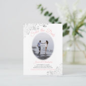 Silver Frills mit Foto Pink Wedding Save the Date Ankündigungspostkarte (Stehend Vorderseite)