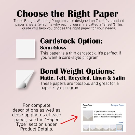 Silver Frills Red on White Budget Wedding Program