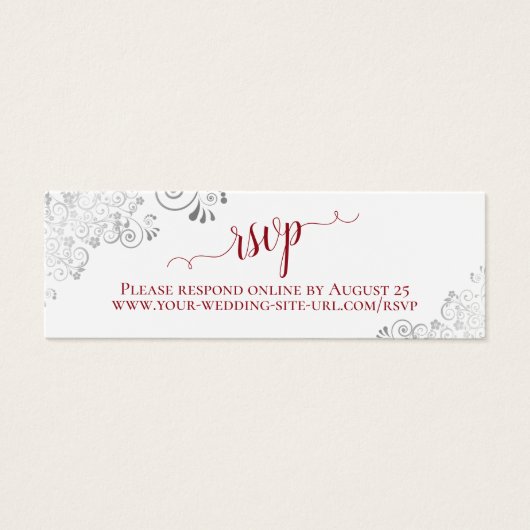 Silver Frills Red & White Wedding RSVP Online Card (Vorderseite)