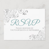 Silver Frills Simple Elegant Aquamarin Wedding RSV Postkarte (Vorderseite)