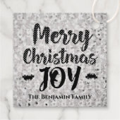 Silver Frohe Weihnachten Joy Holidays Personalize Geschenkanhänger (Rückseite)